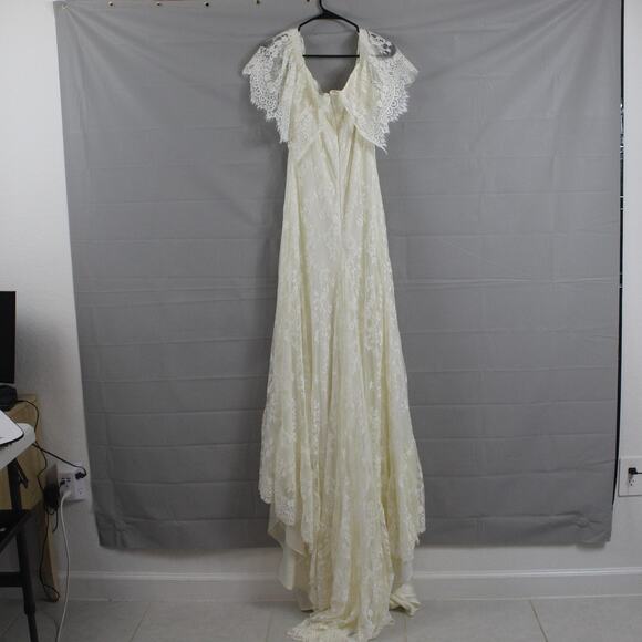 Daughters of Simone Dress Medium Winnie Maxi Ivory Boho Lace Bridal Wedding Gown - Picture 6 of 11